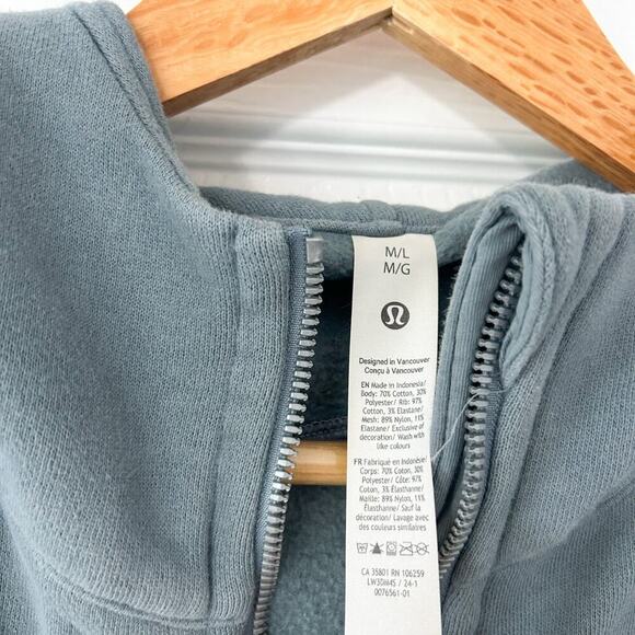 Lululemon Scuba Oversized Half-Zip Hoodie M/L Gray/ Dark Green EUC Cozy Fleece - Picture 4 of 5